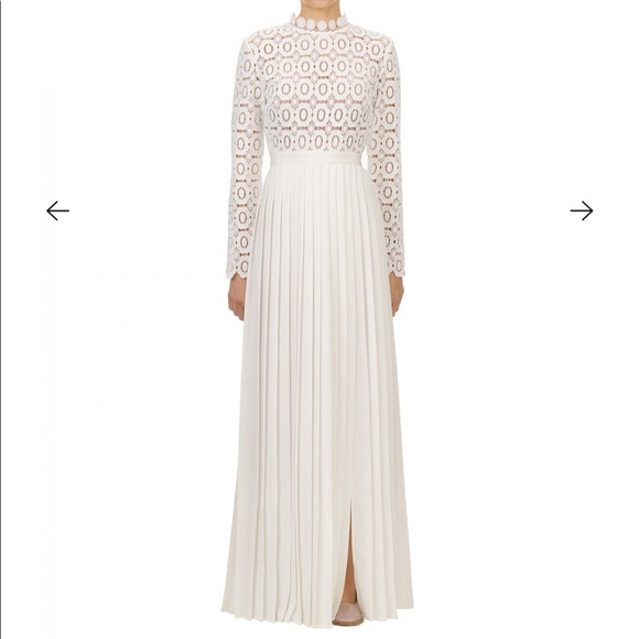 Self-Portrait Dresses & Skirts - Self Portrait Pleated Crochet Floral Maxi Dress